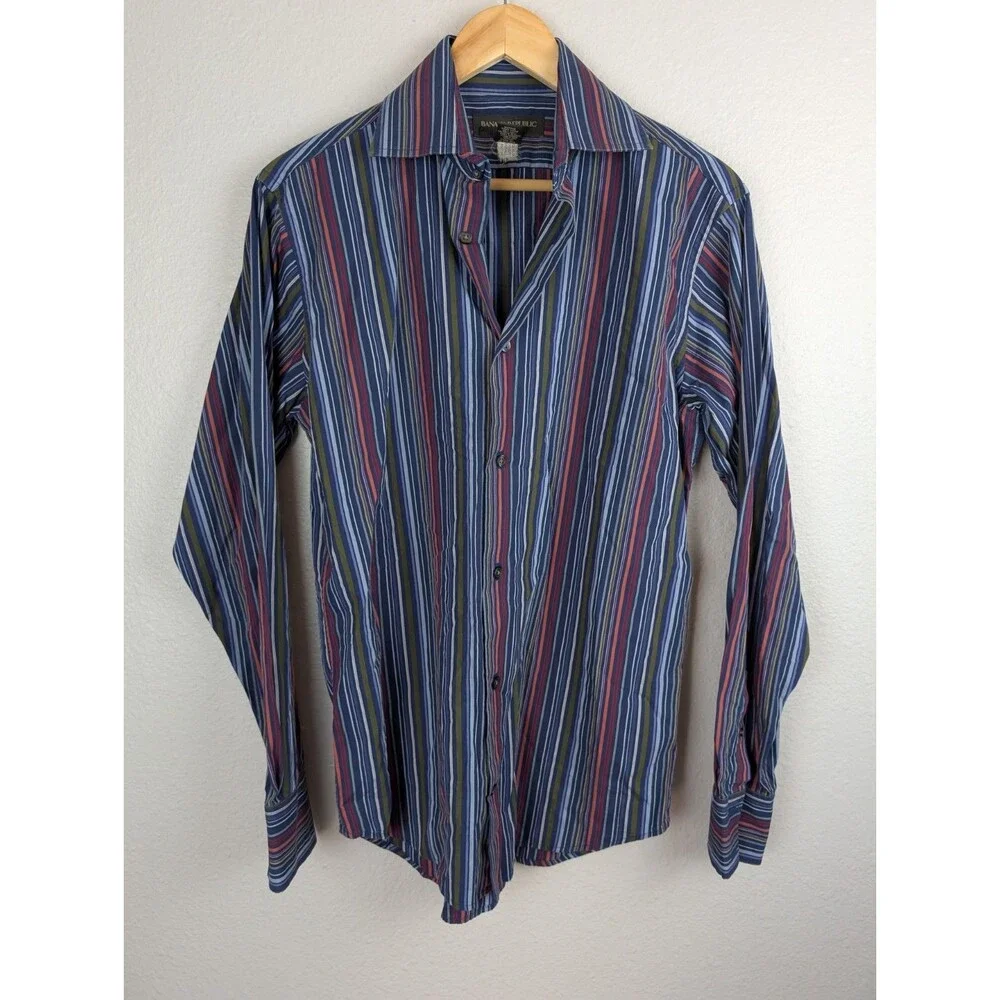 Banana Republic Button Down Shirt Men's Size‎ Small Blue Stripe